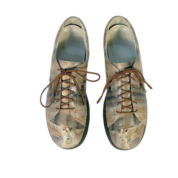 ICON Los Angeles Zebra Safari Leather Oxford Shoes Women's 8.5 - Made in USA - Picture 2 of 11